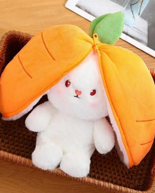 Reversible Carrot Bunny Plush Toy – 2-in-1 Soft Plushie & Pillow for Kids