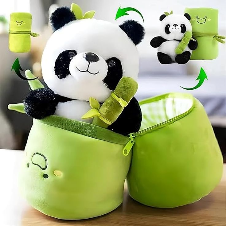 SoftyHeaven™ Panda Bamboo Tube Plush Pillow – Soft Stuffed Animal Toy for Kids