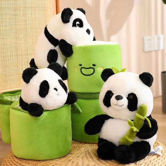 SoftyHeaven™ Panda Bamboo Tube Plush Pillow – Soft Stuffed Animal Toy for Kids