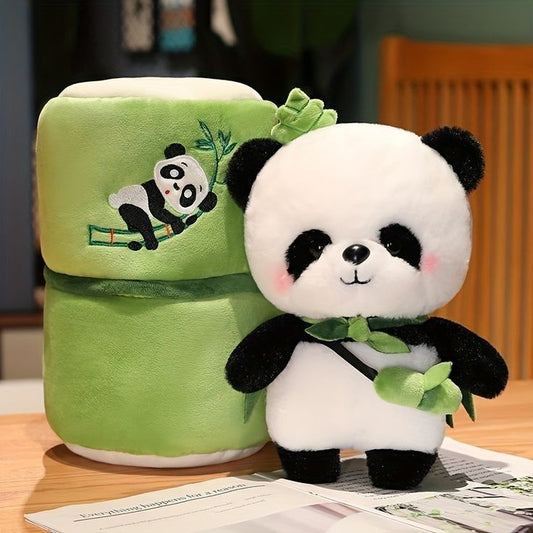 SoftyHeaven™ Panda Bamboo Tube Plush Pillow – Soft Stuffed Animal Toy for Kids