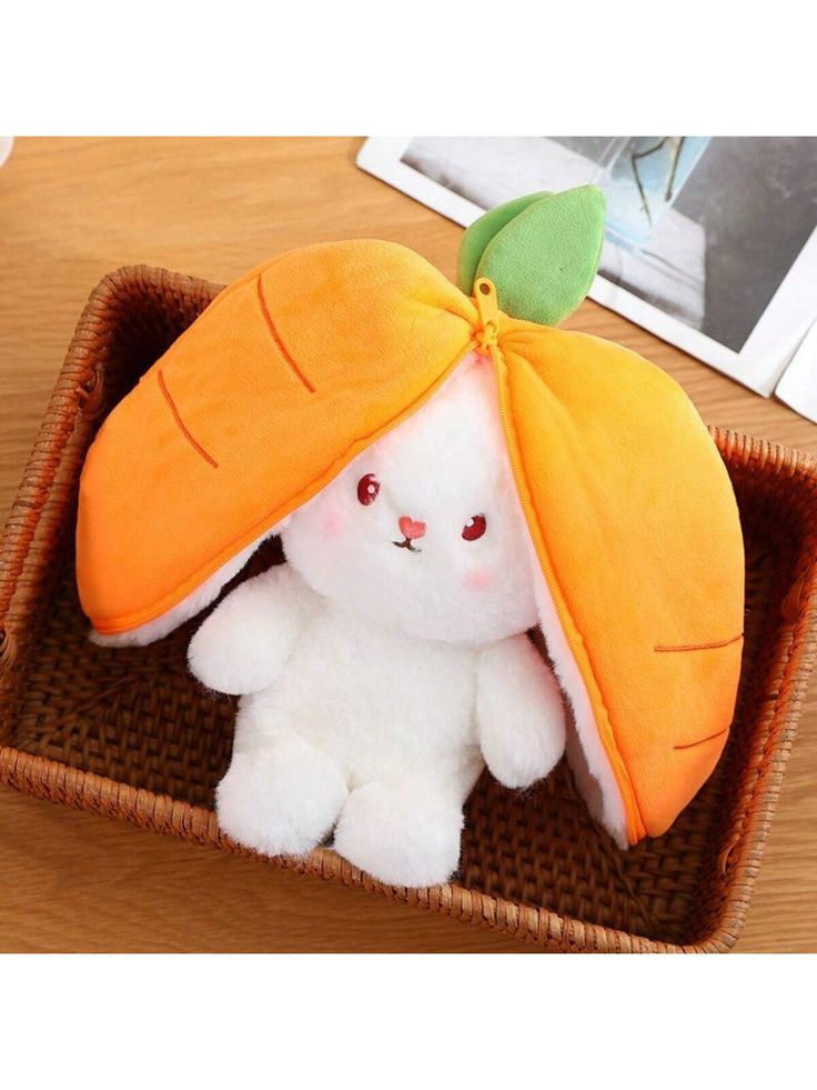 Reversible Carrot Bunny Plush Toy – 2-in-1 Soft Plushie & Pillow for Kids